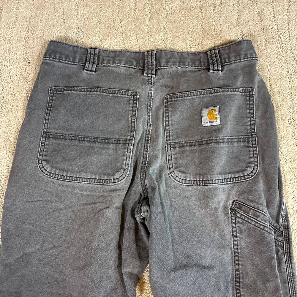 Carhartt Men 32x30 Grey Canvas Relaxed Fit Workwear Painters Pants Faded Grunge